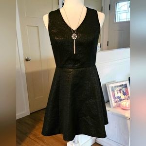 Worn Once!- C - Black Shimmer Fit and Flare Dress - Size M